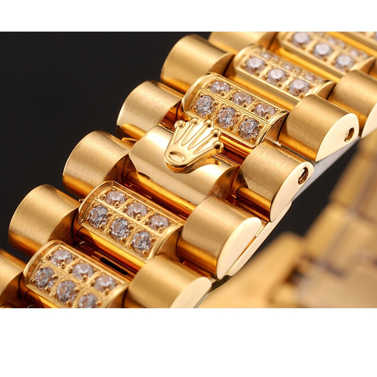 MiroTime 1015 Swiss Rolex Day-Date Red Diamond Pave Dial Gold Diamond Bracelet 1453960